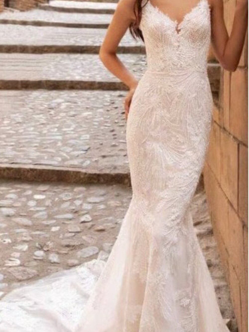 Provonias Wedding Dress trumpet style - size 6